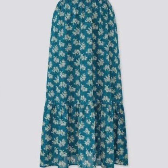 Anna Sui and Uniqlo -  Green and cream long skirt floral patterns - Picture 2 of 15